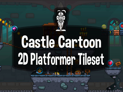 Castle Cartoon 2D Tileset 2d castle character fantasy game assets gamedev indie game platformer rpg tileset