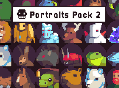 40 Portraits Pixel Art 2d character fantasy game assets gamedev indie game pixel art pixelart portrait portraits