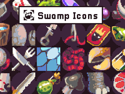 Pixel Art Icons for Swamp Game Location