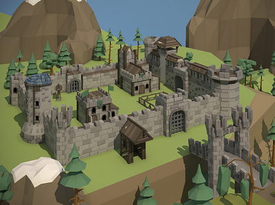 Medieval Fortress 3D Low Poly Pack 3d 3d art fortress game assets gamedev indie game low poly low poly lowpoly lowpolyart medieval