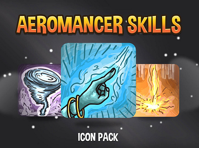 48 Aeromancer Skills Icons 2d aeromancer aeromancer game assets gamedev icon set icons indie game rpg skills
