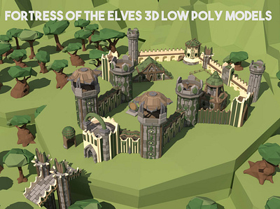 Fortress of the Elves 3D Low Poly Pack fortress game assets gamedev indie game low poly low poly lowpoly lowpolyart
