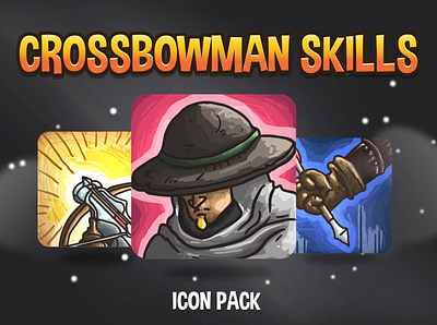 48 Crossbowman Skill Icons 2d fantasy game assets gamedev icon icon set icons indie game rpg skill skills