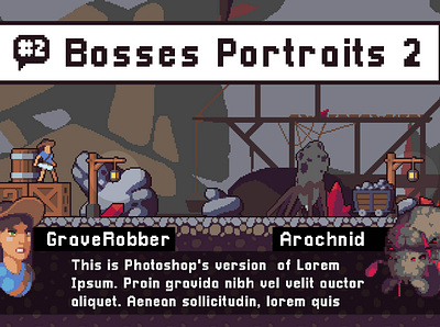 Bosses Portraits for Dialogues 2d character fantasy game assets gamedev indie game pixel art pixelart rpg