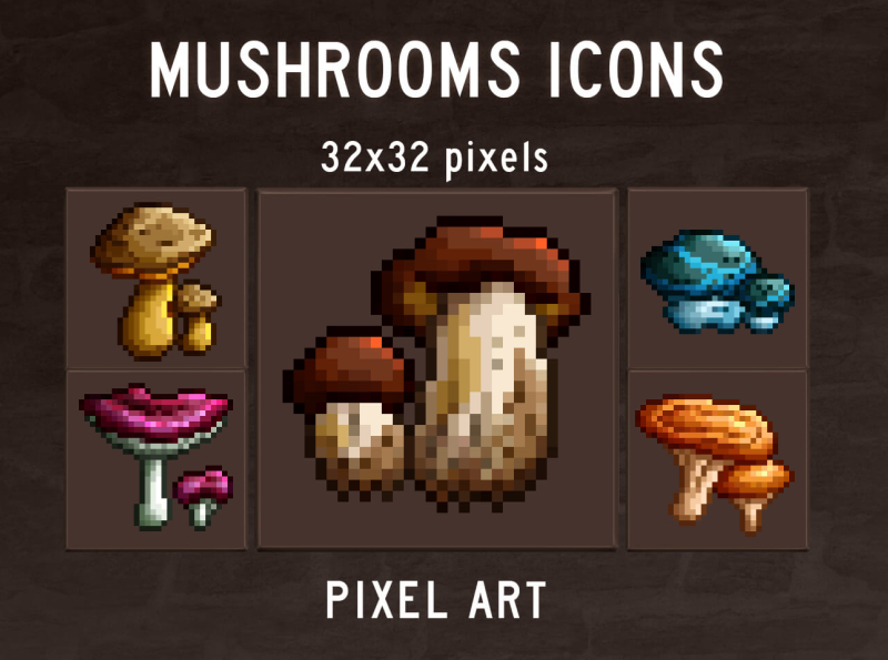 Mushroom pixel art study #2 (32x32) by 20pe on DeviantArt