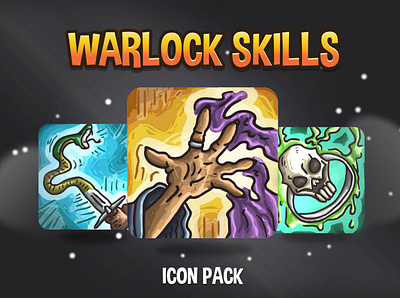 48 Warlock Skills 2D Icons 2d fantasy game assets gamedev icon icon set icons indie game rpg skill skills warlock