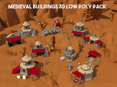 Orc Settlement 3D Low Poly Pack 3d 3d art building fantasy gamedev indie game low poly low poly lowpoly lowpolyart