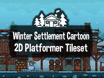 Winter Settlement 2D Tileset 2d game assets gamedev indie game platformer settlement tileset winter