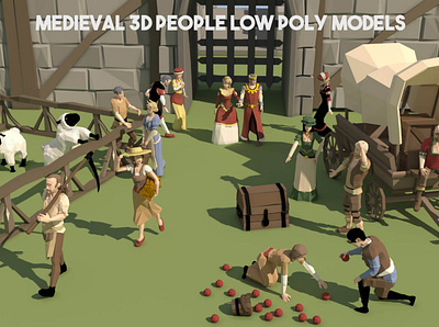 Free Medieval 3D People Low Poly Pack 3d 3d art gamedev low low poly low poly lowpoly lowpolyart medieval models people