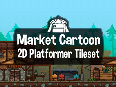 Free Market Cartoon 2D Game Tileset 2d game assets gamedev indie game platformer tileset