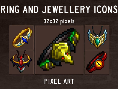 48 Ring and Jewellery Pixel Art Icons