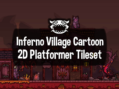 Inferno Village 2D Platformer Tileset 2d craftpix fantasy game assets game design gameassets gamedev indie game indiedev platformer