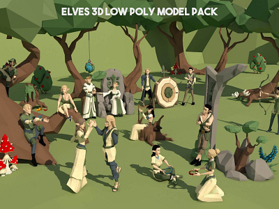 Elves 3D Low Poly Model Pack