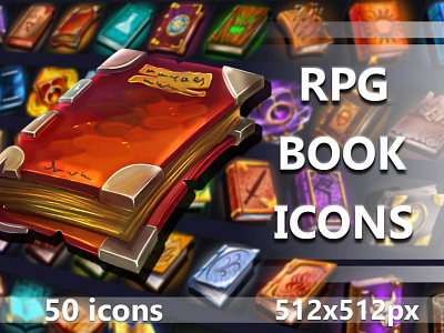 Free 50 RPG Book Icons 2d craftpix game assets gameassets gamedev icons indie game indiedev