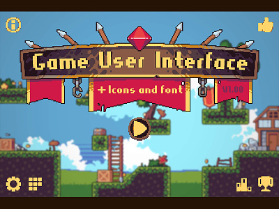 Game User Interface Pixel Art 2d game assets game interface gamedev indie game interface pixel art