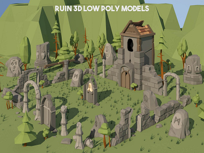Ruin 3D Low Poly Models 3d indie game low poly low poly lowpoly lowpolyart