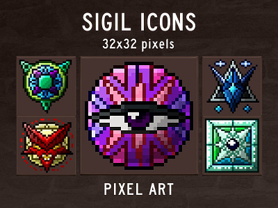 Sigil RPG Game Icons Pixel Art craftpix gameassets gamedev icons indiedev pixelart