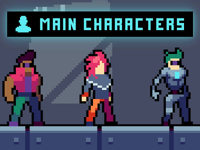 Free 3 Cyberpunk Characters Pixel Art 2d character characters game assets gamedev indie game pixel art pixelart
