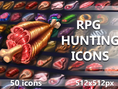 50 RPG Hunting Icons craftpix gameassets gamedev icons indiedev