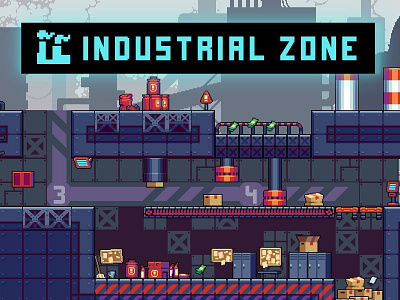 Free Industrial Zone Tileset Pixel Art