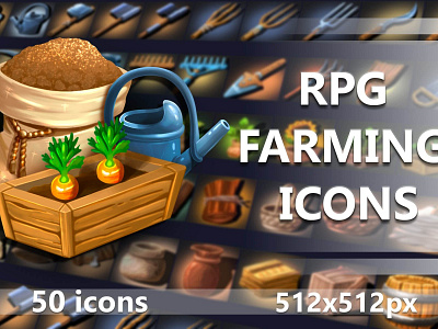 50 RPG Farming Icons craftpix gameassets gamedev icons indiedev