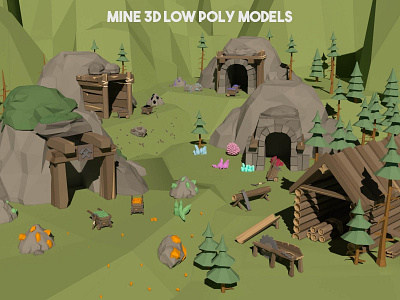 Mine 3D Low Poly Models 3d 3d art craftpix game assets gameassets gamedev indie game indiedev low poly low poly lowpoly lowpolyart