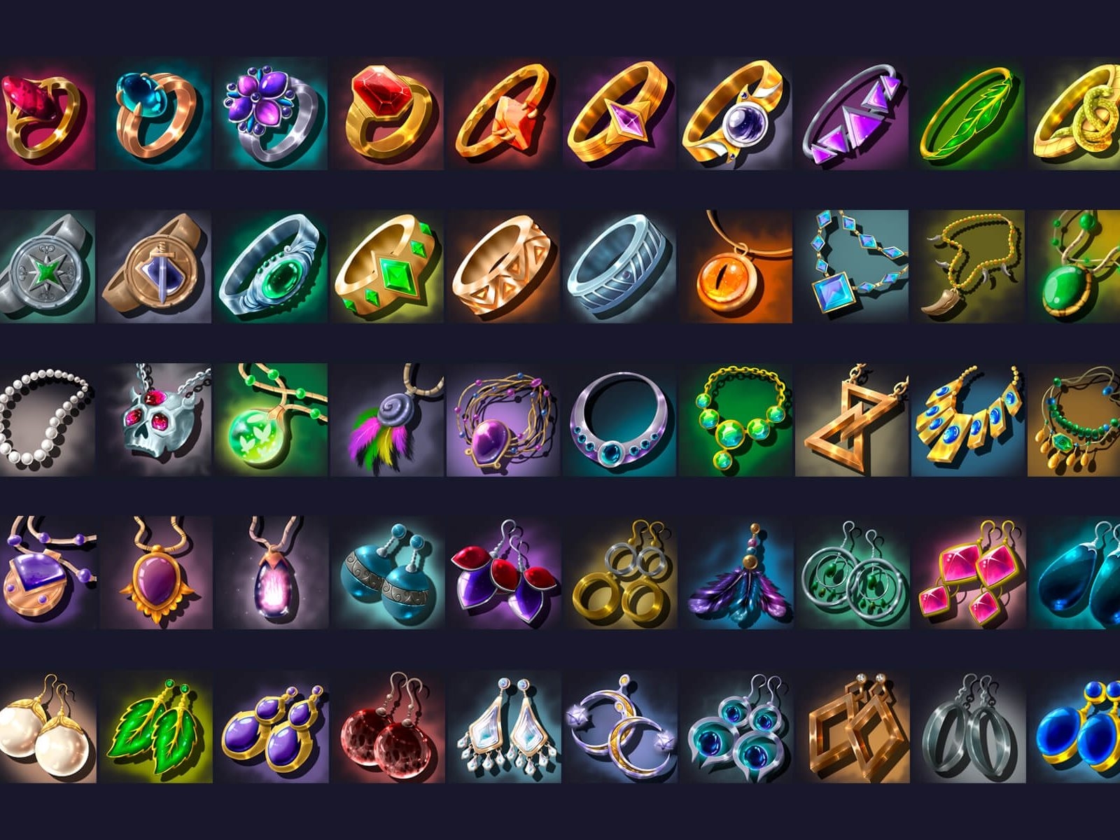 50 RPG Jewelry Icons by 2D Game Assets on Dribbble