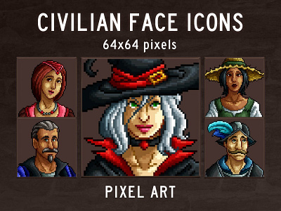 Medieval Game Avatar Pixel Art Icons 2d fantasy game assets gamedev icon icons indie game pixelart