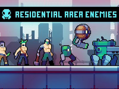 Residential Area Enemies Pixel Art Pack 2d game assets gamedev indie game pixelart platformer sprites