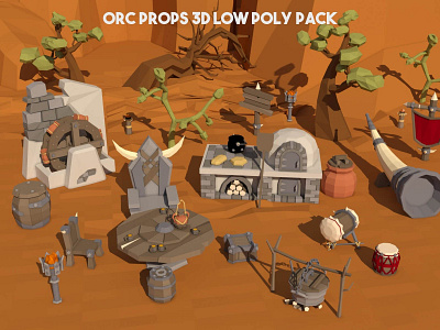 Orc Props 3D Low Poly Pack 3d fantasy game assets gamedev indie game rpg