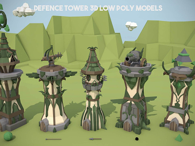 Free Defence Tower 3D Low Poly Models 3d 3d models fantasy game assets gamedev indie game low poly lowpoly tower defence