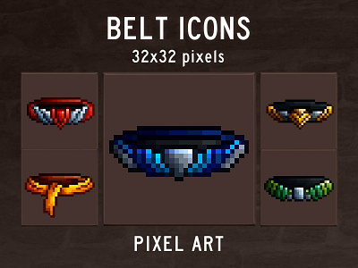 Free Belt RPG Pixel Art Icons 2d game game assets gamedev indie game pixel art pixelart rpg