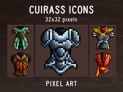 Cuirass RPG Pixel Art Icons 2d game assets gamedev icon icons indie game pixelart rpg rpg icons