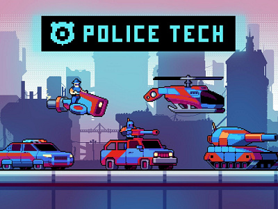 Police Transport Pixel Art Assets 2d cyberpunk game game assets gamedev indie game pixelart sprite