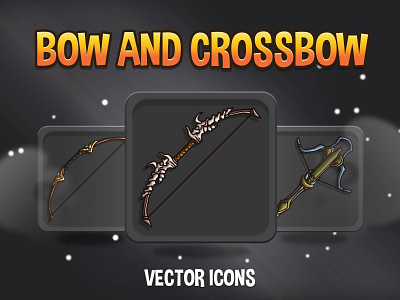 Crossbow and Bow RPG Icons 2d bow crossbow game game assets gamedev indie game indiedev rpg weapon