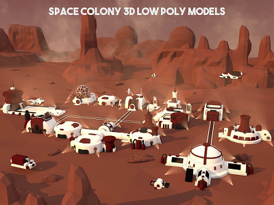 Free Space Colony 3D Low Poly Models