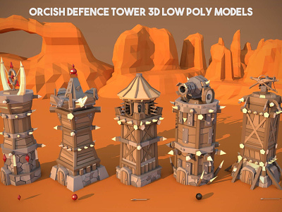 Battle Tower 3D Low Poly Models