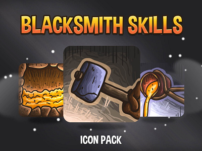 48 Blacksmith Skill Icons Pack 2d blacksmith game assets gamedev indie game indiedev rpg rpg icons skill icons