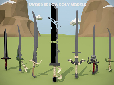 Free Sword 3D Low Poly Models 3d 3d assets 3d game assets 3d low poly 3d models low poly lowpoly polygon sword weapon weapons