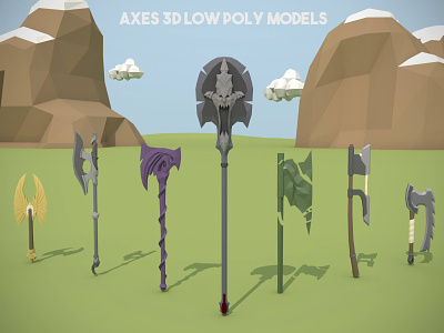 Axe and Poleaxe 3D Low Poly Pack