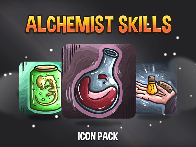 Alchemist Skills 2 d 2d alchemist craft crafting fantasy icon icone icons jrpg magic magical mmorpg rpg skill skills vector