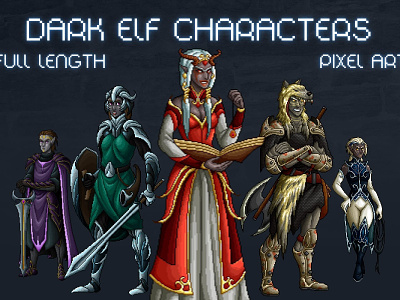 Free Dark Elf Pixel Art 2d art avatar avatars charachter character characters charcter charcters dark elf elfs emotion enemy fantasy game heroes pixel pixelart pixelated