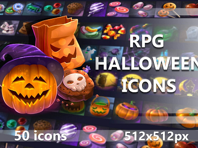 Free Halloween Icons 2 d 2d assests asset assets candies candy halloween icon icone icons item items jrpg mmorpg object objects rpg