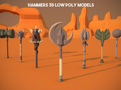 Free Hammer 3D Low Poly Pack 3d hammer jrpg low lowpoly mace mmorpg model models poly polygon rpg weapon weapons