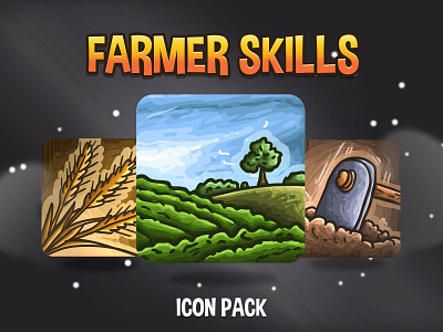 Farmer Skills Icon Pack 2d art asset assets farm farmer farming game icon icone icons indie mmorpg package rpg set sets skill skills vector