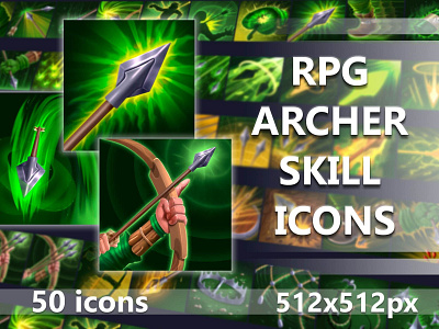 50 RPG Archer Skill Icons