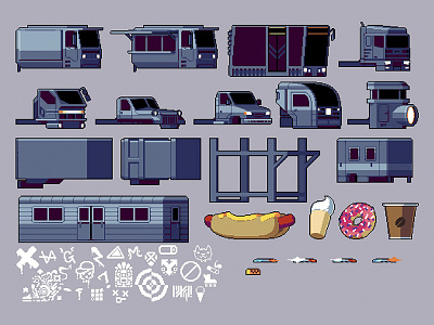 Free Truck Constructor Pixel Art by 2D Game Assets on Dribbble