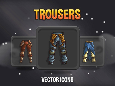 Trousers RPG Icon Pack 2d armor art asset assets fantasy game gamedev games icon icone icons indie mmorpg pack rpg set sets vector
