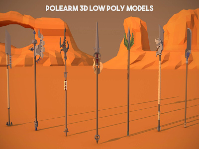 Polearm 3D Low Poly Pack 3d asset assets fantasy game gamedev indie low lowpoly mmo mmorpg model models pack polygon rpg set sets weapon weapons