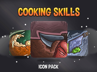Cooking Skills Icon Pack art asset assets cook cooking food game gamedev icon icone icons indie mmo mmorpg rpg set sets skill skills vector